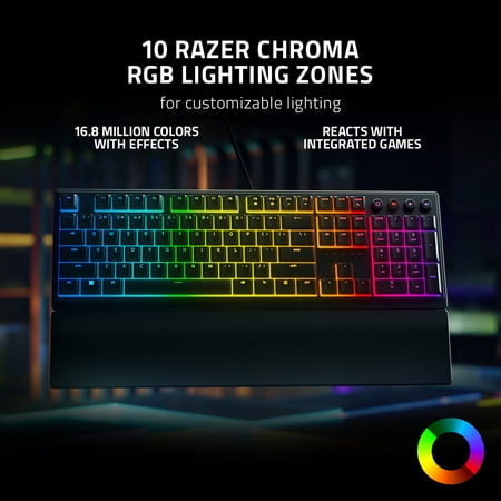 Razer Ornata V3 Full-Size Wired Mecha-Membrane Gaming Keyboard for PC, Chroma RGB, Black
