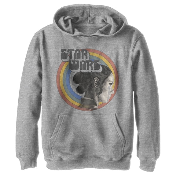 Boy's Star Wars: The Rise of Skywalker Rey Vintage Rainbow Pull Over Hoodie Athletic Heather Medium