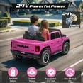 thumbnail image 3 of RAM 1500 24V Powered Ride on Cars for Kids, Extra large Real 2 Seat Ride on Toys with Remote Control, LED Light, MP3 Player, Electric Vehicles Ride on Truck for Boys Girls Gifts, Pink, 3 of 10