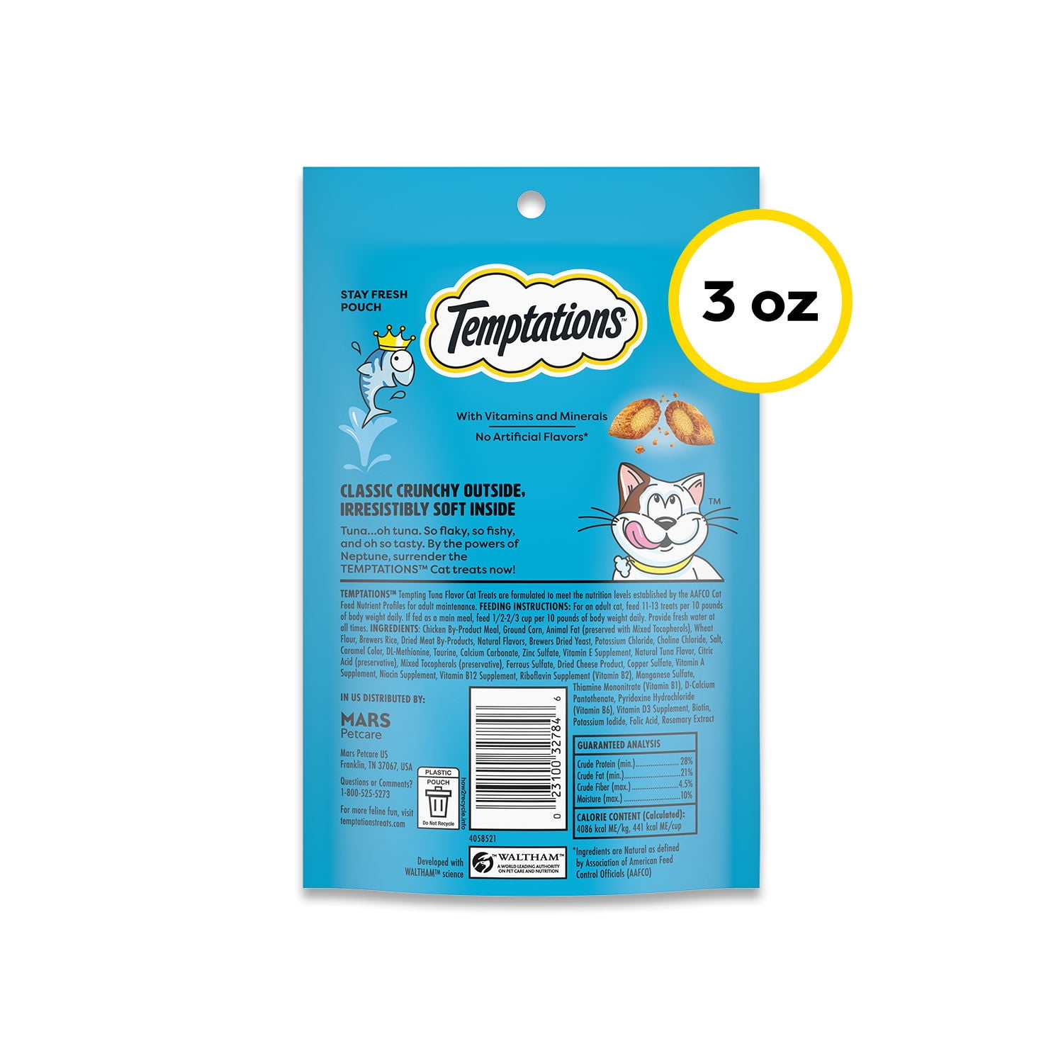 (12 pack) Temptations Classic Tempting Tuna Flavor Crunchy & Soft Cat Treats, 3 oz Pouch