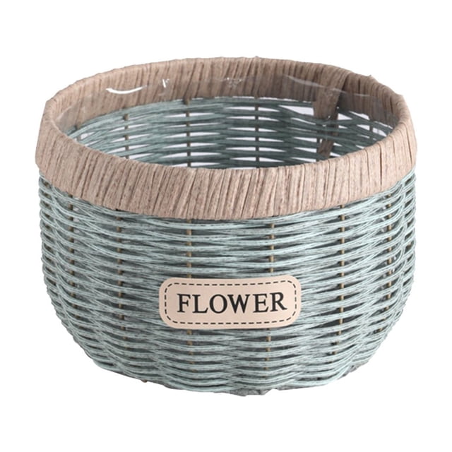 COM1950s Rattan Woven Planter Pot, Handmade Decorative Flower Basket for Succulents, Greenery, and Home Decor