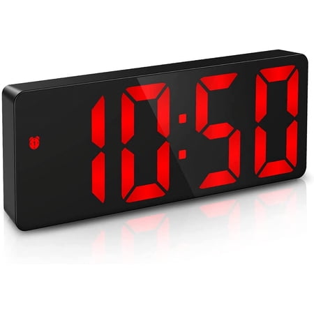 LED Alarm Clock, Digital Alarm Clock, Large Display LED Desk Clock with Snooze, 3 Adjustable Brightness, USB Charging Ports for Bedroom, Office,Red