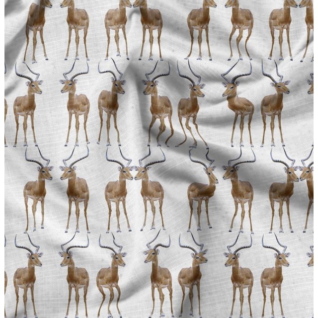 Soimoi Polyester Crepe Fabric Deer Animal Print Fabric by The Yard 42 Inch Wide
