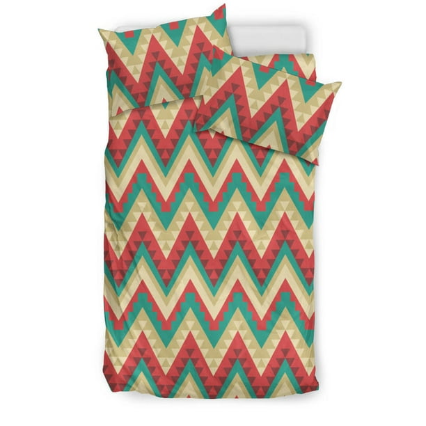 Juego de cama con estampado de galones en zigzag