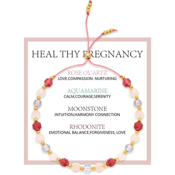 Pregnancy Must Haves Bracelet For New Mom, To First Time Mama Adjustable Natural Crystal Bead Rope Expecting Announcement Gifts Jewelry