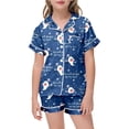 thumbnail image 5 of Shadoumai Teens Silk Halloween Pajamas Size 10-12 Button Up Ghost Print Short Sleeved Button Top Soft Sleepwear Set 2 Piece Sets Pajamas for Teens, 5 of 5