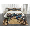 thumbnail image 3 of Ambesonne Humorous Quilted Bedspread Set 3 Pcs, Happy Hour Bulls and Bears, Queen Size, Sand Brown Multicolor, 3 of 5