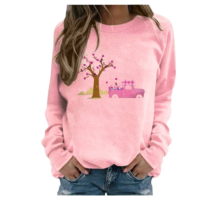 Moda mujer casual manga larga o-cuello impreso damas sudaderas tops Pompotops gfhjh1996