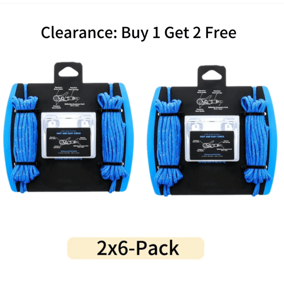 Roperroller The Rope Tool & Tensioner 6-Pack with Rollercam Technology â Heavy-Duty Tie Down for Camping, Tarps, Boating & Outdoor Gear â Includes Reflective Cord & Carry Case