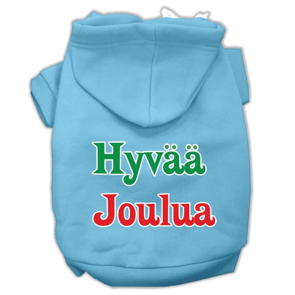 Pet Dog Cat Hoodie Screen Printed, "Hyvaa Joulua"