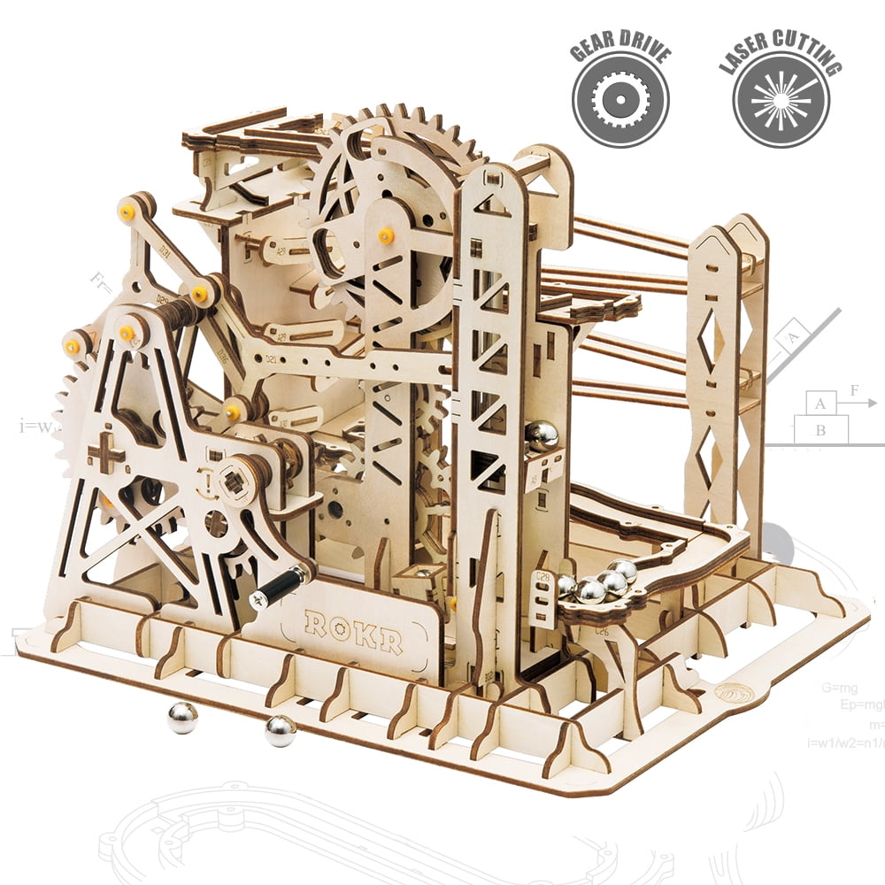 Robotime Laser Cut 3D Puzzle Wooden Marble Run Model Kits Toy for Teens Adults 