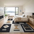 thumbnail image 3 of ODIKA 9'x12' Black Beige Neutral Geometric Abstract Washable Area Rug Contemporary Handwoven Style for Dining Room, Basement, Large Office, Non-Slip Chair-Friendly, 3 of 7