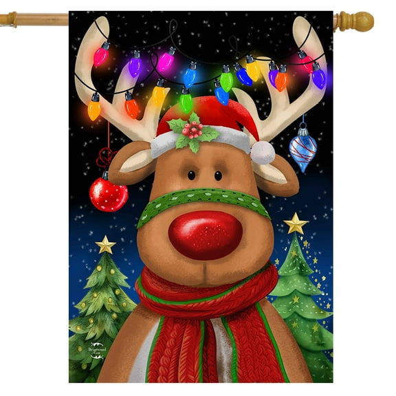 Briarwood Lane Festive Reindeer House Flag