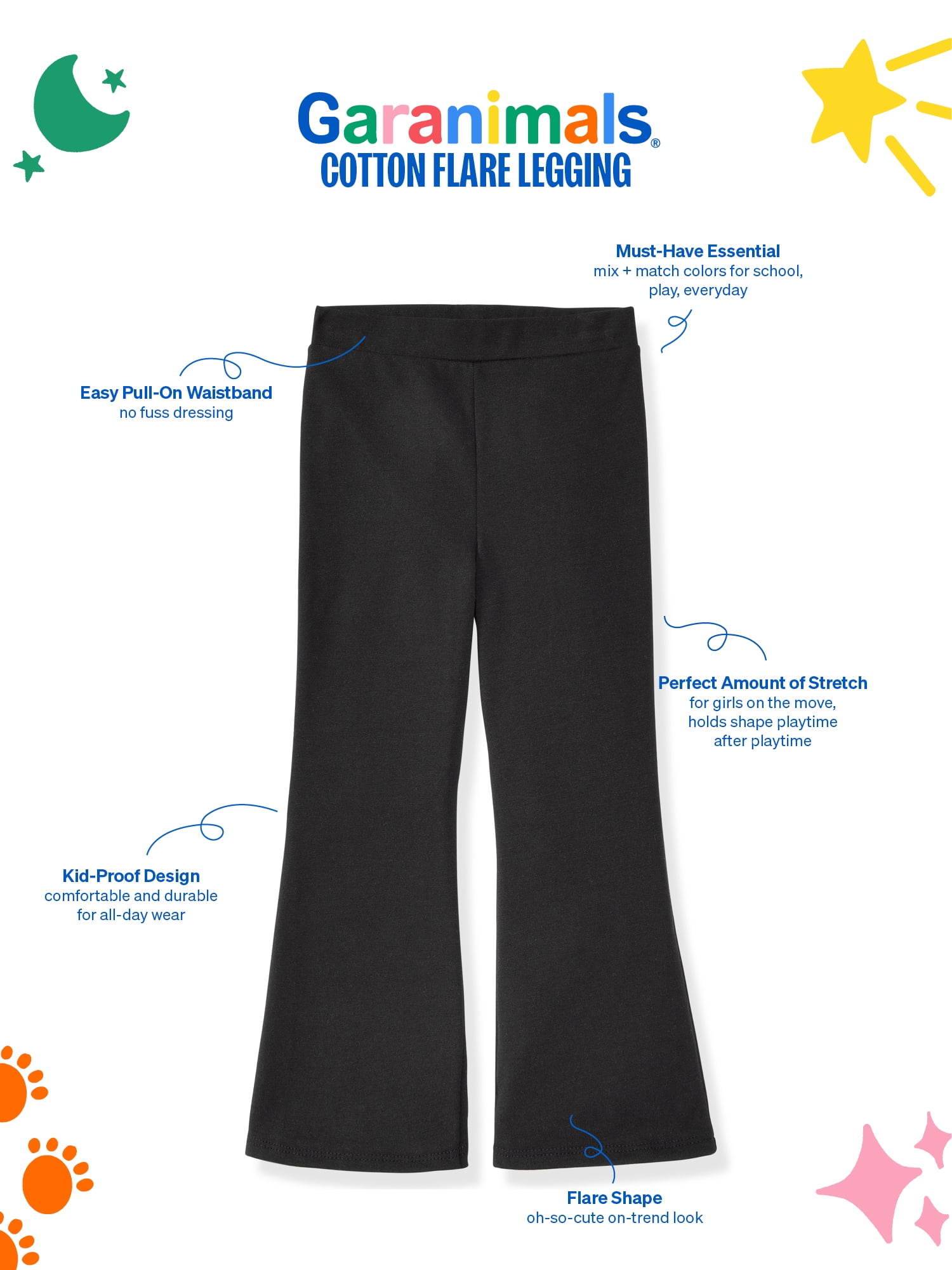 Garanimals Newborn, Baby & Toddler Girl Cotton Pull-On Flare Leggings, Sizes 0-6T