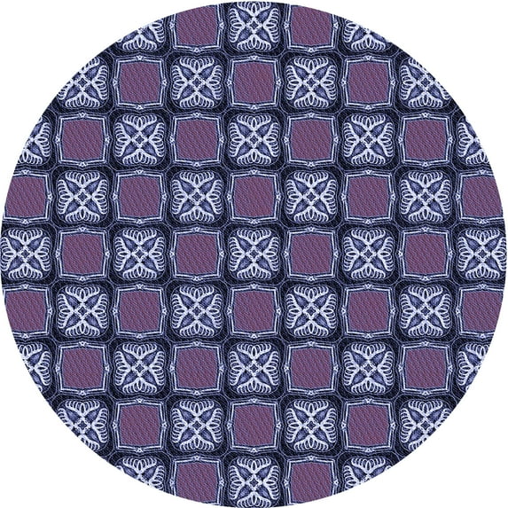 Ahgly Company Machine Washable Indoor Round Transitional Blue Area Rugs, 8' Round