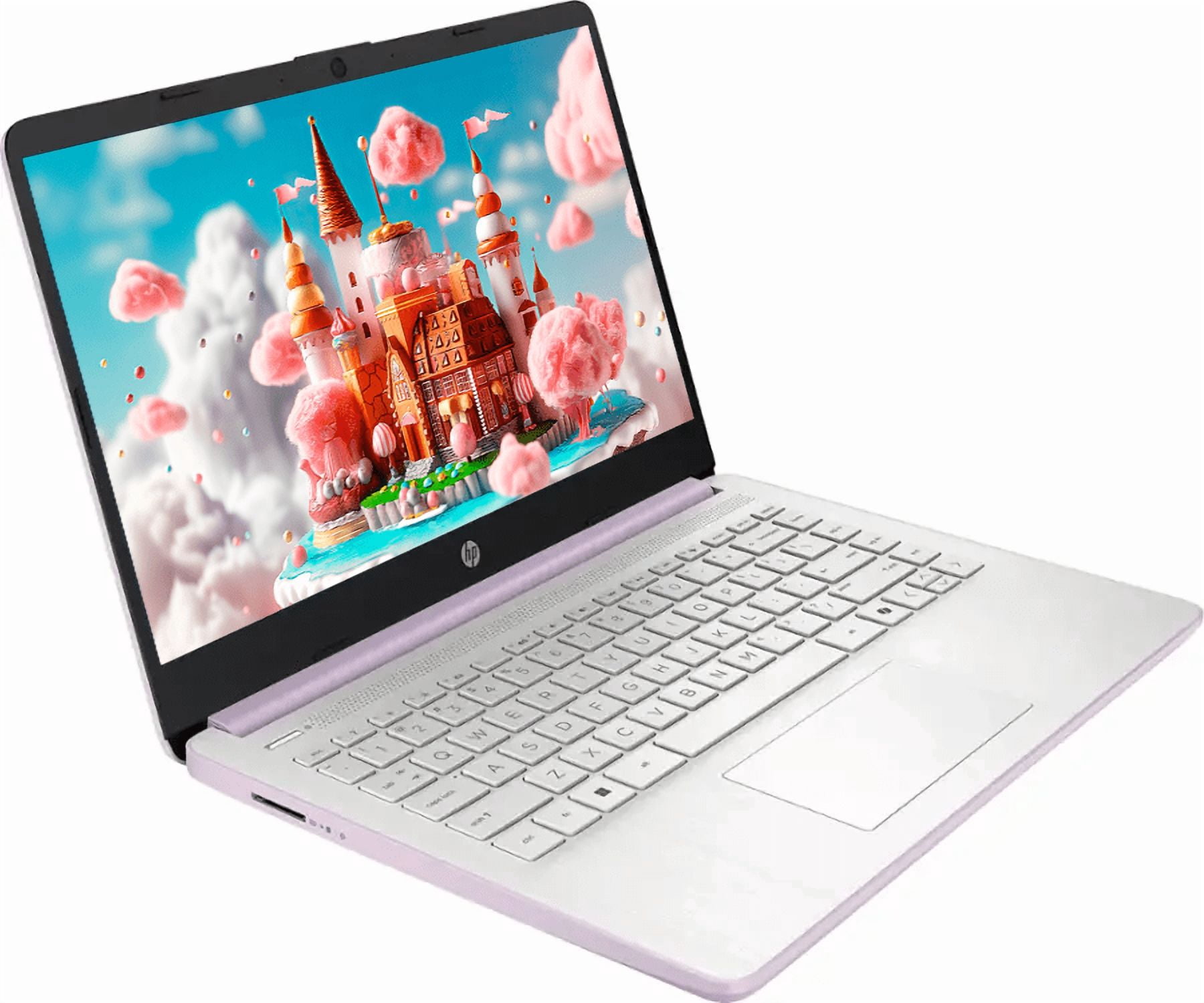 HP 14 Inch LED Laptop for Student & Business, 32GB RAM 640GB Storage (128GB UFS+512GB SD Card), Copilot Laptop, Windows 11, 1-Year Office 365, 4-core Intel Processor, NLY Earphones, Honey Lavender