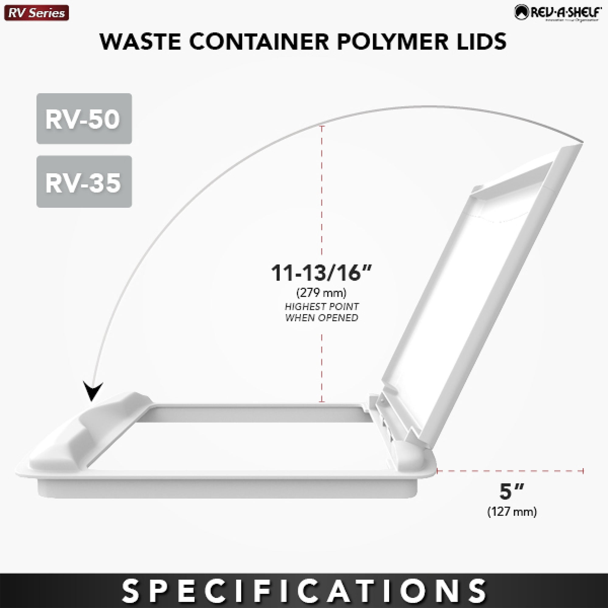 Rev-A-Shelf RV-35-LID-13-1-40 35 Quart Trash Can Lid, Gray (Lid Only)