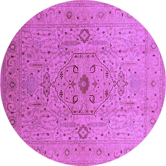 Ahgly Company Indoor Round Oriental Purple Traditional Area Rugs, 8' Round