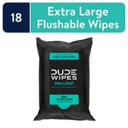 DUDE Wipes Flushable Wipes, XL Wet Wipes Travel Pack, Mint Chill, 18 Count