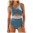 thumbnail image 1 of Yammkia Maillots de Bain une Pièce pour Femmes Maillot de Bain une Pièce pour Femmes Modeste Contrôle du Ventre Maillot de Bain Robe de Bain à devant Torsadé 2026 (Bleu, M), 1 of 8