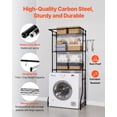 thumbnail image 6 of VEVOR Over Washer and Dryer Storage Shelf, 3 Tiers Laundry Room Drying Rack with Hanger Rod and Hooks, Single Row Adjustable Washer Shelves Space Saver, for Laundry Room Storage & Organization, Black, 6 of 9