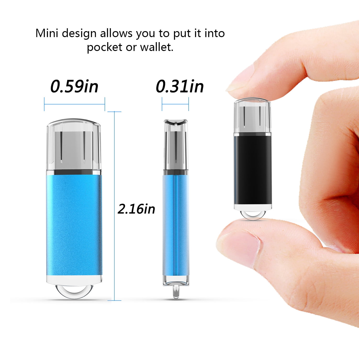 Kootion 5 Pack 8GB USB 2.0 Flash Drive Thumb Drives Memory Stick, 5 Mixed Colors: Blue, Purple, Pink, Green, Orange