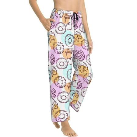 

Picia Donuts and Coffee Womens Soft Woven Cotton Elastic Waistband Sleep Pajama Pant Lounge Sleep Pant With Pockets And Drawstring-Large