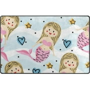 GZHJMY Lightweight Soft Area Rugs 31x20 Inch, Cute Mermaids Floor Mat Doormat for for Rooms Entrance Hardwood Floor Living Room 2'7" x 1'8"） Nursery Rugs