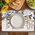 thumbnail image 4 of Black Leaves Placemats Set of 6, Summer Botanical Placemats for Dining Table, Place Mats for Kitchen Tabletop, Waterproof Wipeable Dining Table Mats Set, 4 of 9