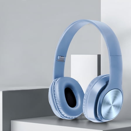 GJX Over-Ear Headphones Lightweight Folding Stereo Bass Headphones with 1.2M Cord, Portable Wired Headphones for Smartphone Tablet Computer Light Blue