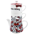 thumbnail image 3 of Set Juego Tetera con Tazas Apilables, Hecho de Porcelana 2 persona, Diseño Hello Kitty Sanrio, 4 Piezas con Caja de Regalo, 3 of 9