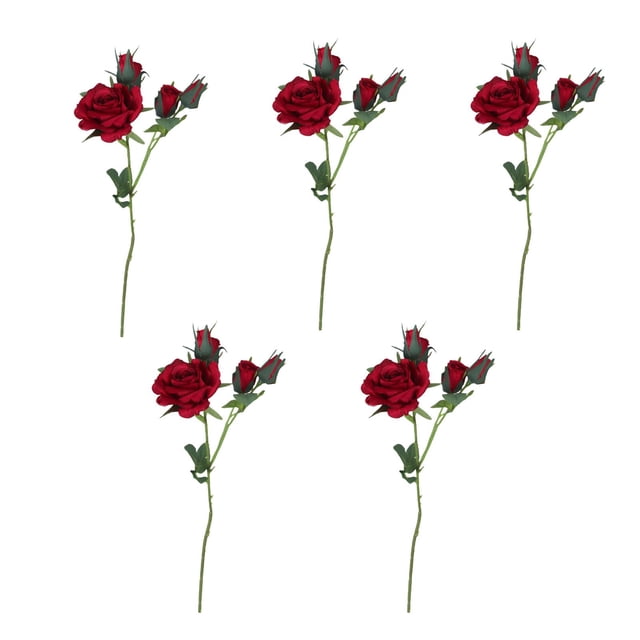 5 centros de mesa de flores artificiales para decoración de bodas y fiestas, color rojo