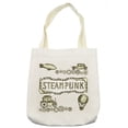 thumbnail image 1 of Sketchy Tote Bag, Balloon Antique Cars Design with Words in Middle Saying Steampunk, Cloth Linen Reusable Bag for Shopping Books Beach and More, 16.5" X 14", Cream, by Ambesonne, 1 of 2