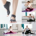 thumbnail image 2 of 4 Pairs Toeless Yoga Socks for Women Non-Slip Grip Socks Cotton Open Toe Socks, 2 of 6
