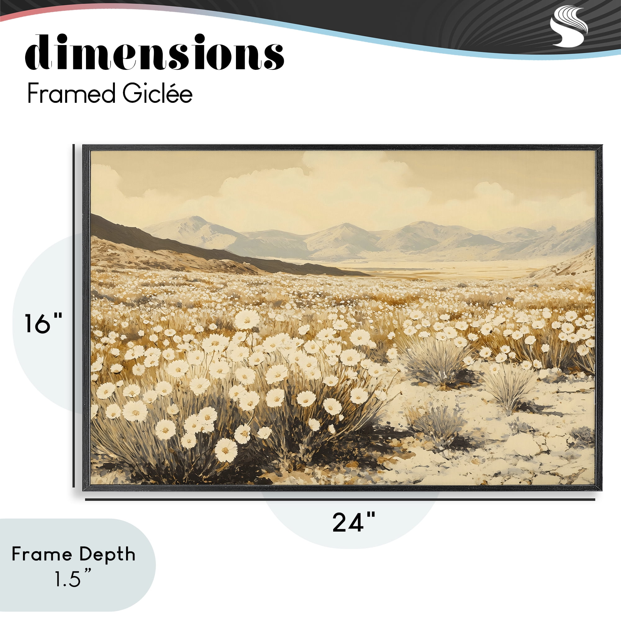 Stupell Industries Desert Wildflowers in Golden Valley Black Framed Giclee Art, design by Franklyn Gregory