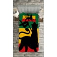 thumbnail image 3 of Ambesonne Rasta Quilted Bedspread Set 2 Pcs, Lion Reggae Striped Flag Art, Twin Size, Yellow Black, 3 of 3