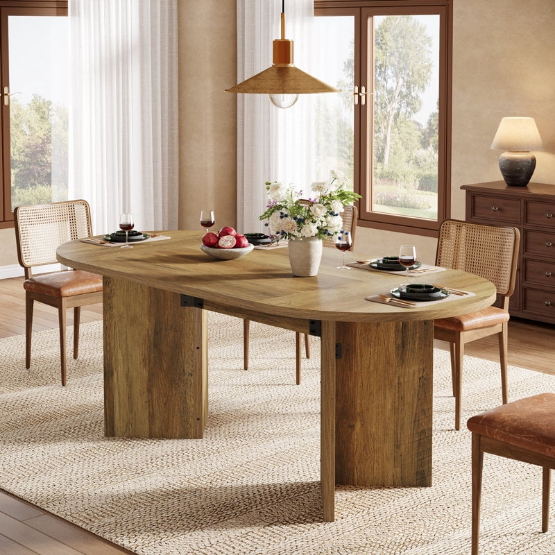 Tribesigns 63" Rustic Dining Table for 4-6 with Metal Strip Base