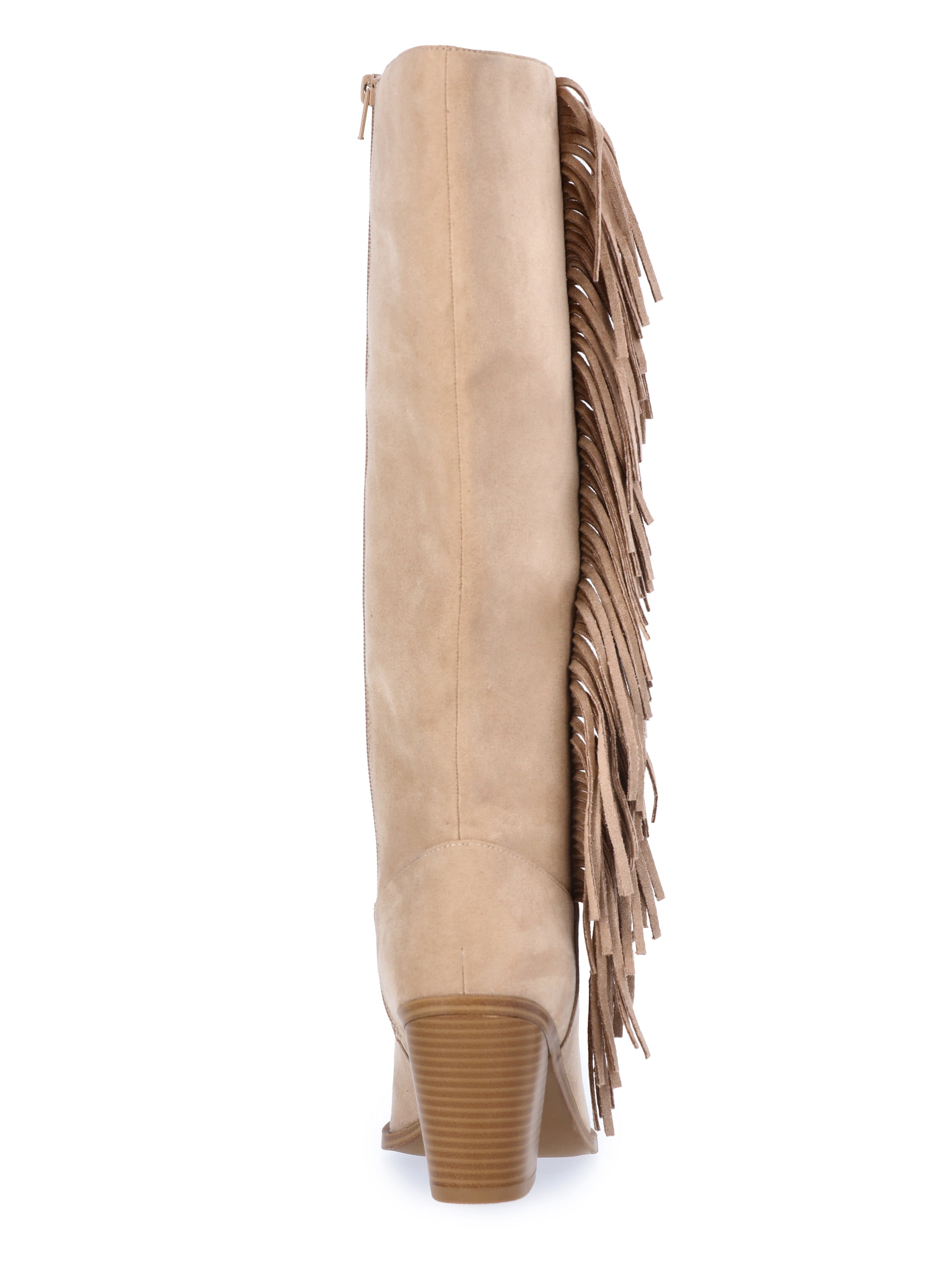 Time And Tru Women's Faux Suede Tall Fringe Boots