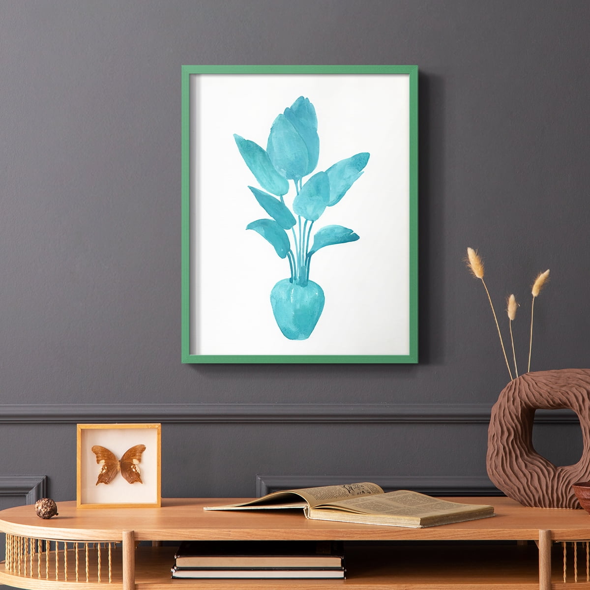 Watercolor House Plant II Framed Print in Green Solid Wood 8 x 10 Framed Print