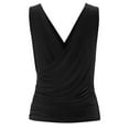 thumbnail image 3 of KOGMO Womens Sleeveless Side Wrap Ruched Shirred Slim Fit V-neck Top Shirts, 3 of 5