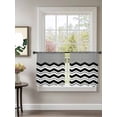 thumbnail image 2 of Sheer Curtains 54 Inch Length 2 Panels Set for Kitchen, Black Chevron Semi Sheer Curtains for Windows, Geometric Grey Print Wavy Striped White Voile Window Treatments Rod Pocket Curtain, 2 of 7