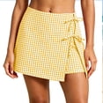 thumbnail image 7 of RQYYD Women's Gingham Wrap Skort Tie Waist Casual Summer Lightweight Breathable Trousers with Hidden Shorts, 7 of 7