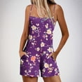 thumbnail image 2 of Combinaison Short à Jambes Larges pour Femmes, Sans Manches, à Bretelles, Imprimée, avec Poches, 2 of 8