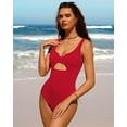 thumbnail image 2 of Charmo Womens Ribbed One Piece Swimsuits High Cut Padded Monokini Bathing Suit, 2 of 6