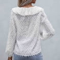 thumbnail image 5 of Idoravan Long Sleeve Shirts for Women Fashion Women Solid Lace Long Sleeve Lace Patchword V-Neck Short Blouse, 5 of 8