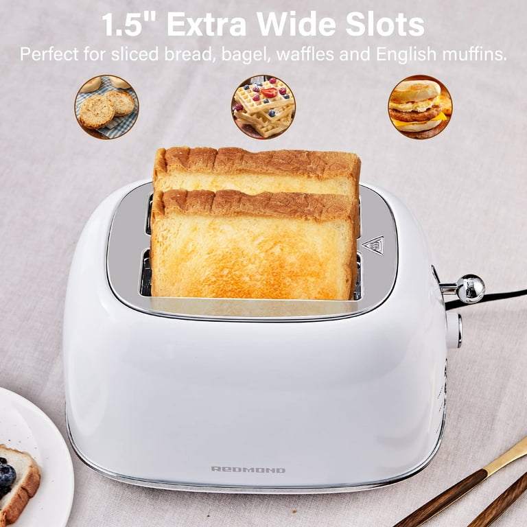 2 Slice Stainless Steel Toaster with Extra-Wide Slot, LED Display 7  Browning Settings, 850 W, Silver 