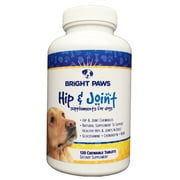 Bright Paws Hip & Joint Supplements for Dogs.  Glucosamine, Chondroitin & MSM. 120 Count.