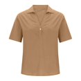 thumbnail image 5 of RMGVDSD Womens Blouses Summer Plain Solid Color Collar V Neck Henley Shirts Short Sleeve Loose Fit Casual Blouse Tops for Woman, 5 of 6