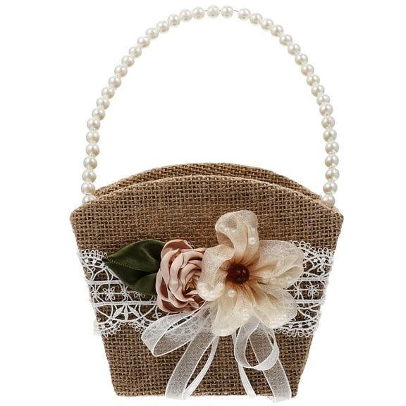 Angoily Wedding Flower Girl Basket Handle Petal Basket for Vintage Rustic Wedding Ceremony