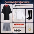 thumbnail image 2 of YANSION 8 Pcs Disfraz de Mago Niñas, Halloween Disfraz de Mago Cosplay, con Disfraz de Bastón Místico, Blusa, Corbata, Calcetines, Gafas para Fiesta de Cumpleaños, Navidad, Cosplay de Carnaval, 2 of 7